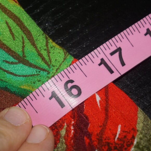 Vintage 80s Leaf Button Down Belted Midi Dress Medium - Picture 11 of 12